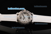 Chopard Happy Sport Quartz Movement White Dial with Diamond Bezel and White Rubber Strap-Lady Model