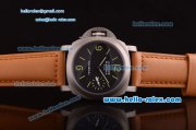 Panerai Luminor Marina Pam 172 Asia 6497 Manual Winding Titanium Case with Black Dial and Brown Leather Strap-Right Wrist Watch