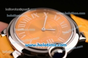 Cartier Ballon Bleu Swiss Quartz Steel Case with Yellow Leather Strap White Markers and Yellow Dial