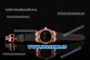 Audemars Piguet Royal Oak Lady Swiss Quartz Rose Gold/Diamonds Case with Black Dial and Black Rubber Strap (EF)