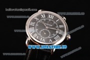 Cartier Rotonde De Asia Manual Winding Steel Case with Black Dial and White Roman Numeral Markers