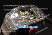 Richard Mille RM35-02 Carbon Fiber With Red Crown Miyota 9015 Movement 1:1 Clone Black Rubber