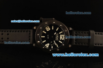 U-Boat U-42 Automatic Movement PVD Case with Black Dial and Black Leather Strap