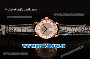 Omega De Ville Co-Axial Swiss ETA 2824 Automatic Rose Gold Case with Diamonds Markers Silver Dial and Black Leather Strap