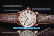 Cartier Rotonde De Tourbillon Swiss ETA 2892 Automatic Rose Gold Case with White Dial and Rose Gold Bezel Brown Leather Strap Cartier Rotonde De Tourbillon Swiss ETA 2892 Automatic Rose Gold Case with White Dial and Rose Gold Bezel Brown Leather Strap