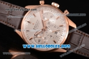 Zenith El Primero 36'000 VpH Lady Ladies Watch Chronograph Swiss Valjoux 7750 Automatic Rose Gold Case with White Dial Brown Leather Strap and Stick Markers