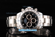 Rolex Daytona II Automatic Movement Silver Case with Black Dial and White Stick Marker-SS Strap