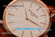 Patek Philippe Calatrava Miyota OS2035 Quartz Rose Gold Case with White Dial and Stick Markers