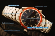 Omega Seamaster Swiss ETA 2836 Automatic Full Steel with Black Dial and Orange Bezel