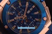 IWC Ingenieur Doppelchronograph Asia ST17 Automatic Rose Gold Case with Blue Bezel and Blue Dial - 7750 Coating