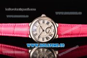 Cartier Ballon Bleu De Small Swiss Quartz Steel Case with White Dial Black Roman Numeral Markers and Hot Pink Leather Strap
