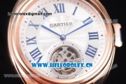 Cartier Cle de Cartier Tourbillon Asia Automatic Rose Gold Case with White Dial Roman Numeral Markers and Brown Leather Strap