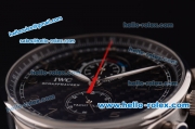 IWC Portuguese Yacht Club Chronograph Miyota Quartz Steel Case with Black Carbon Fiber Dial and Steel Strap