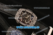 Hublot MP-06 Senna Chrono Miyota OS20 Quartz Steel Case with White Stick Markers Skeleton Dial and Leather Strap