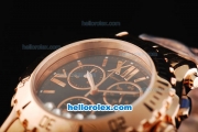 Chopard Happy Sport Chronograph Miyota Quartz Movement Rose Gold Case with Black Dial and Rome Numeral Markers