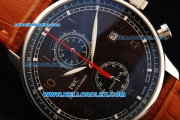 IWC Portuguese Yacht Club Chronograph Miyota Quartz Movement Steel Case with Brown Dial and Leather Strap