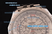 Breitling Bentley Chronograph Quartz Movement Silver Case with White Dial and SS Strap