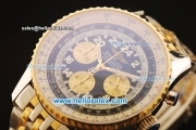 Breitling Navitimer Swiss Valjoux 7750 Automatic Steel Case with Black Dial and Gold Bezel-Two Tone Strap