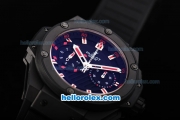 Hublot Big Bang Swiss Valjoux 7750 Automatic Movement Ceramic Case with Black Dial-Red Markers and Black Rubber Strap