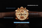 Tag Heuer Carrera Calibre 17 Swiss valjoux 7750 Automatic Movement Rose Gold Case with Beige Dial Brown Leather Strap