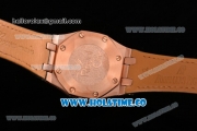 Audemars Piguet Royal Oak Lady Swiss Quartz Rose Gold/Diamonds Case with Grey Dial and Grey Leather Strap (EF)