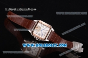 Cartier Santos Tourbillon Asia Automatic Steel Case with Rose Gold Bezel and White Dial - Roman Numeral Markers