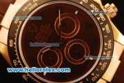 Rolex Daytona Chronograph Swiss Valjoux 7750 Automatic Rose Gold Case with Brown Dial and Brown Leather Strap