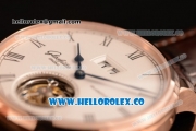 Glashutte Senator Meissen Tourbillon Swiss Tourbillon Automatic Rose Gold Case with White Dial and Brown Leather Strap