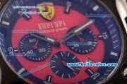 Ferrari Chrono Miyota OS20 Quartz Steel Case PVD Bezel with Black Rubber Strap and Red Dial