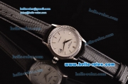 Patek Philippe Calatrava Swiss ETA 2824 Automatic Steel Case with Black Leather Strap White Dial Stick Markers