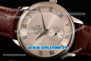 Omega De Ville Co-Axial Asia Automatic Steel Case with White Dial Roman Numeral Markers and Brown Leather Strap