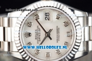 Rolex Datejust Swiss ETA 2671 Automatic Steel Case with White Dial Diamonds Markers and Steel Bracelet (BP)