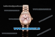 Rolex Datejust Swiss ETA 2671 Automatic Rose Gold Case with Pink Dial Stick Markers and Rose Gold Bracelet (BP)