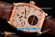 Vacheron Constantin Malte Tourbillon Regulateur Swiss Tourbillon Manual Winding Rose Gold Case with White Dial Brown Leather Strap and Arabic Numeral Markers (TF)