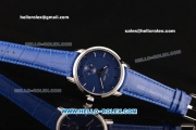 Ulysse Nardin Classico Miyota OS2035 Quartz Steel Case with Stick Markers Blue Dial and Blue Leather Strap