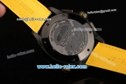 Tag Heuer Grand Carrera Calibre 36 RS Caliper Chrono Miyota OS20 Quartz PVD Case with Black Leather Strap Yellow Second Hand and Black Dial - 7750 Coating