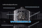 Richard Mille RM 055 Miyota 9015 Automatic PVD Case with Skeleton Dial and Black Rubber Strap Dot Markers