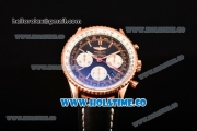 Breitling Navitimer 01 Chrono Swiss Valjoux 7750 Automatic Rose Gold Case with Black Dial Black Leather Strap and Stick Markers - 1:1 Original (JF)