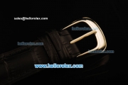 Franck Muller Curvex Swiss ETA 2836 Automatic Steel Case with Diamond Bezel and Diamond Dial - Black Leather Strap