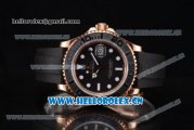 Rolex Yacht Master 40 Swiss ETA 2836 Automatic Rose Gold Case with Black Rubber Strap and Black Dial Dot Markers (BP)