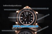 Rolex Yacht Master 40 Swiss ETA 2836 Automatic Rose Gold Case with Black Rubber Strap and Black Dial Dot Markers (BP)