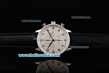 IWC Portuguese Chronograph Quartz Movement Steel Case with White Dial and Blue Hands