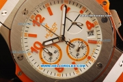 Hublot Big Bang Chronograph Miyota Quartz Movement Steel Case with Orange Markers and Orange Rubber Strap - Lady Model