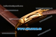 Patek Philippe Calatrava Miyota 9015 Automatic Yellow Gold Case with White Dial and Brown Leather Strap - Stick Markers