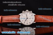 IWC Portuguese Chrono Swiss Valjoux 7750-SHG Automatic Stainless Steel Case with Brown Leather Strap and White Dial