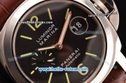 Panerai Luminor Marina PAM 048 Swiss Valjoux 7750-CHG Automatic Steel Case with Black Dial and Brown Leather Strap 1:1 Original