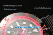 Rolex Sea-Dweller Deepsea Asia 2813 Automatic PVD Case with Black Nylon Strap and Hot Pink Diver Index