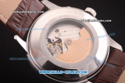 Vacheron Constantin Automatic Movement with White Dial and Brown Strap