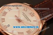 Chopard L.U.C 9015 Auto Rose Gold Case with White Dial and Brown Leather Strap - 1:1 Original (JF)