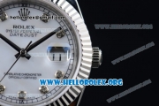 Rolex Datejust II Swiss ETA 2836 Automatic Steel Case with White Dial Diamonds Markers and Stainless Steel Bracelet (BP)